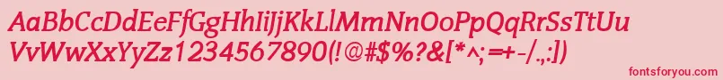 SenateBoldItalic Font – Red Fonts on Pink Background