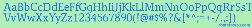 Czcionka Antihistory – niebieskie czcionki na zielonym tle