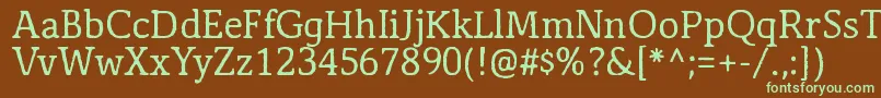 フォントAntihistory – 緑色の文字が茶色の背景にあります。