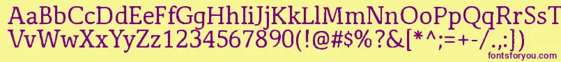 Czcionka Antihistory – fioletowe czcionki na żółtym tle