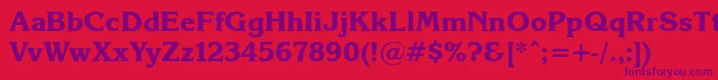Korinna.KzBold-Schriftart – Violette Schriften auf rotem Hintergrund