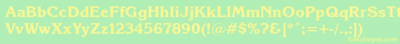 Fonte Korinna.KzBold – fontes amarelas em um fundo verde