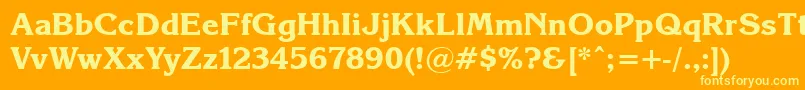 Fonte Korinna.KzBold – fontes amarelas em um fundo laranja