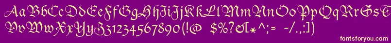 SanasoftGothic.Kz Font – Yellow Fonts on Purple Background