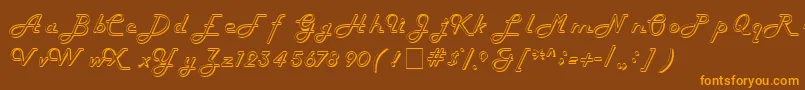 HarlowitcNormal-fontti – oranssit fontit ruskealla taustalla