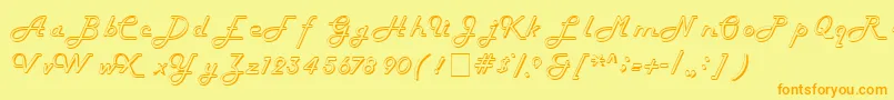 HarlowitcNormal-Schriftart – Orangefarbene Schriften auf gelbem Hintergrund