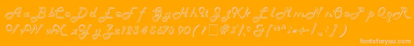 HarlowitcNormal-fontti – vaaleanpunaiset fontit oranssilla taustalla