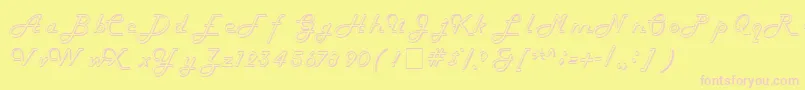 HarlowitcNormal-fontti – vaaleanpunaiset fontit keltaisella taustalla
