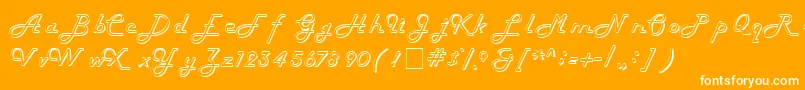 HarlowitcNormal-fontti – valkoiset fontit oranssilla taustalla