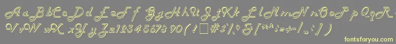 HarlowitcNormal-fontti – keltaiset fontit harmaalla taustalla