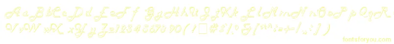 HarlowitcNormal-Schriftart – Gelbe Schriften auf weißem Hintergrund