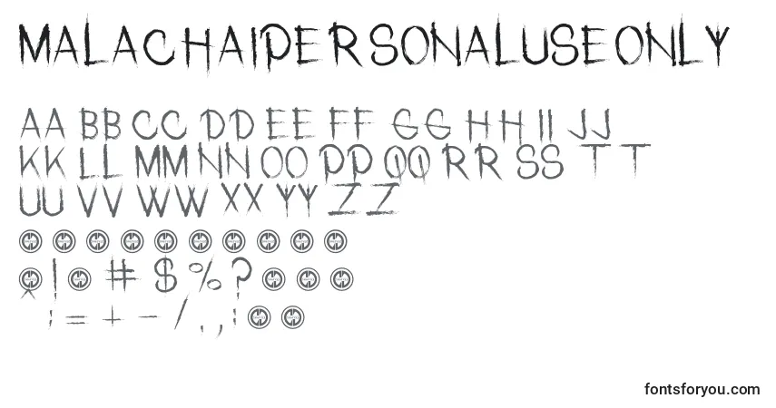 Czcionka MalachaiPersonalUseOnly – alfabet, cyfry, specjalne znaki