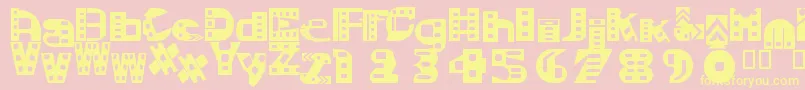 MoviesoundtrackSemibold-Schriftart – Gelbe Schriften auf rosa Hintergrund