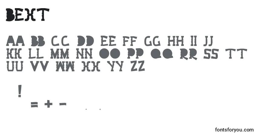 Czcionka Bext – alfabet, cyfry, specjalne znaki