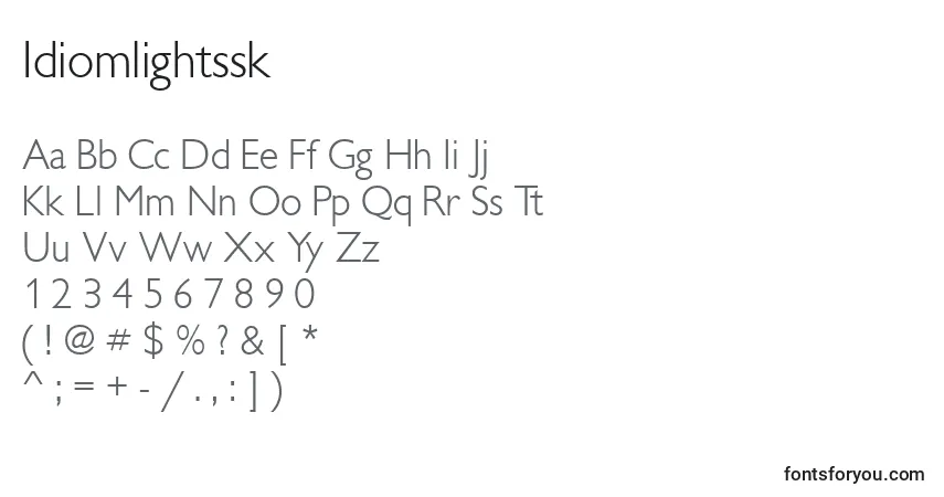 Czcionka Idiomlightssk – alfabet, cyfry, specjalne znaki