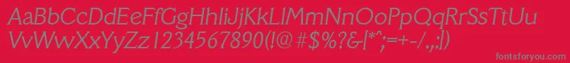 VeracruzserialLightItalic Font – Gray Fonts on Red Background