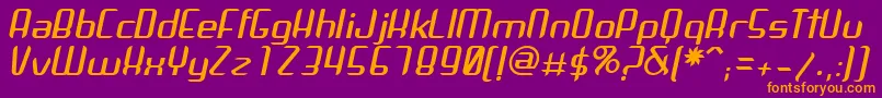 ArbekaItalic-fontti – oranssit fontit violetilla taustalla