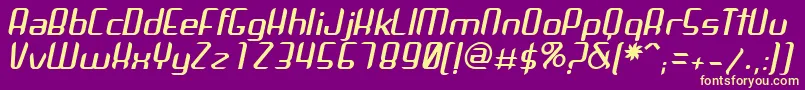 ArbekaItalic-fontti – keltaiset fontit violetilla taustalla