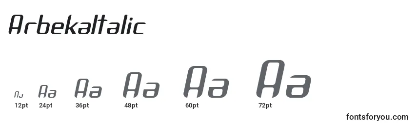 ArbekaItalic Font Sizes