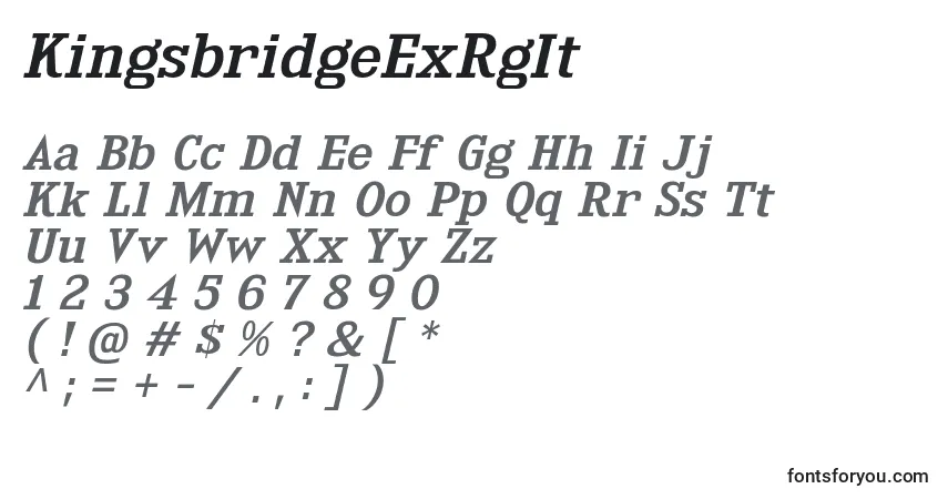 A fonte KingsbridgeExRgIt – alfabeto, números, caracteres especiais