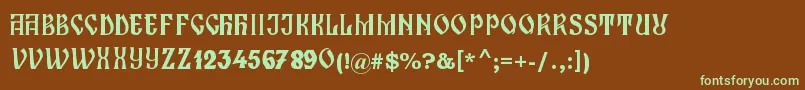 Шрифт ZamolxisI – зелёные шрифты на коричневом фоне