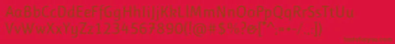 RulukoRegular-Schriftart – Braune Schriften auf rotem Hintergrund
