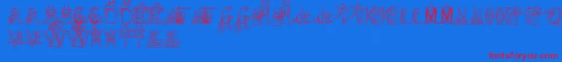 HffKidsStuff-Schriftart – Rote Schriften auf blauem Hintergrund