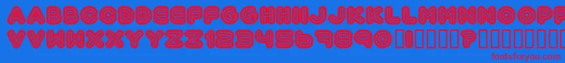Automani Font – Red Fonts on Blue Background