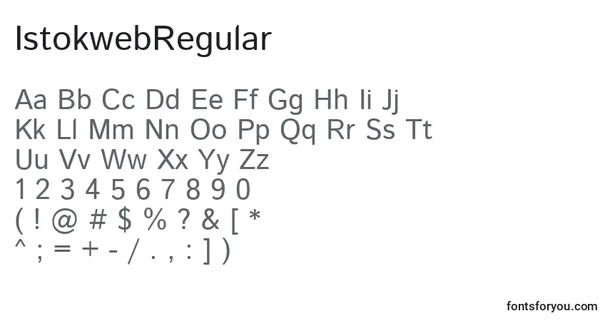 Шрифт IstokwebRegular – алфавит, цифры, специальные символы