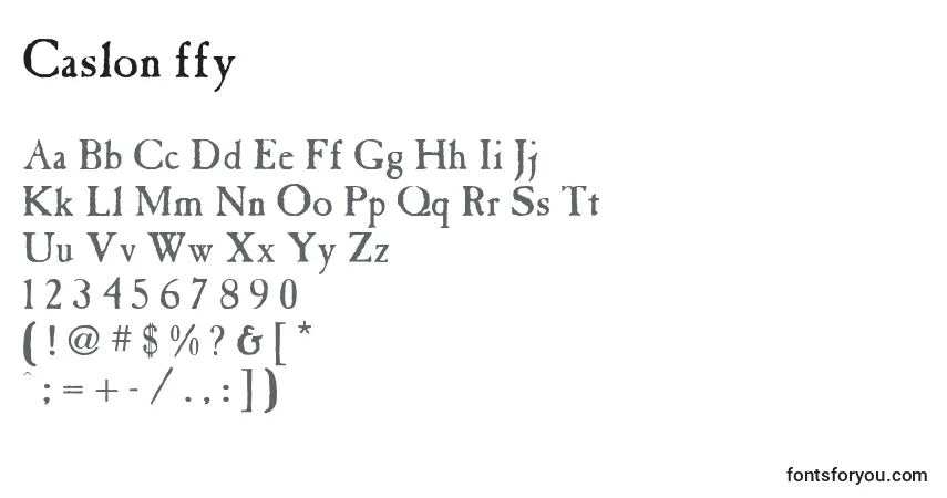 Schriftart Caslon ffy – Alphabet, Zahlen, spezielle Symbole