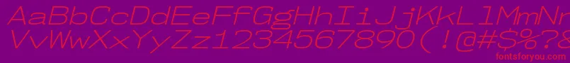 Fonte Nk57MonospaceExLtIt – fontes vermelhas em um fundo violeta