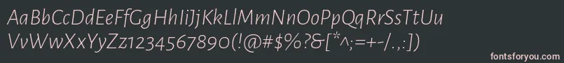 Подробнее о шрифте AlegreyasansLightitalic Шрифт AlegreyasansLightitalic – розовые шрифты на чёрном фоне