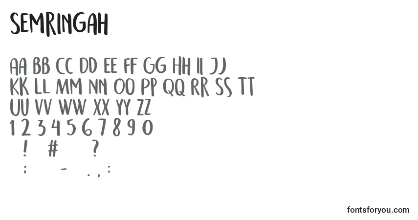 A fonte Semringah – alfabeto, números, caracteres especiais
