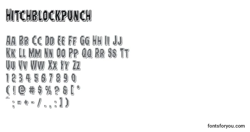Schriftart Hitchblockpunch – Alphabet, Zahlen, spezielle Symbole