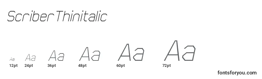 ScriberThinitalic Font Sizes