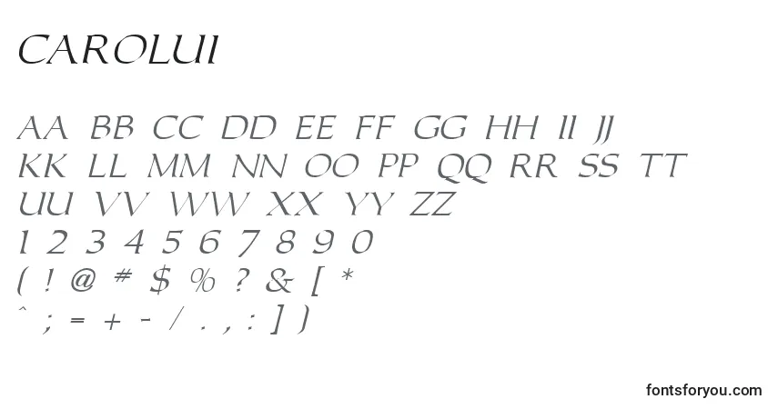 A fonte CaroluI – alfabeto, números, caracteres especiais