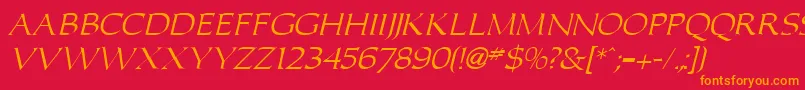 CaroluI Font – Orange Fonts on Red Background