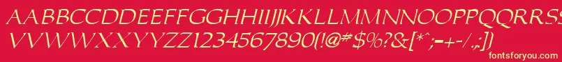 CaroluI-Schriftart – Gelbe Schriften auf rotem Hintergrund