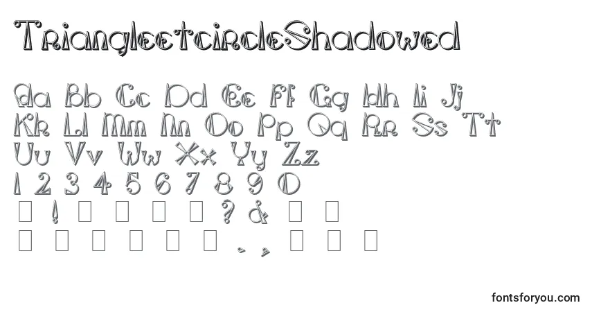 Шрифт TriangleetcircleShadowed – алфавит, цифры, специальные символы