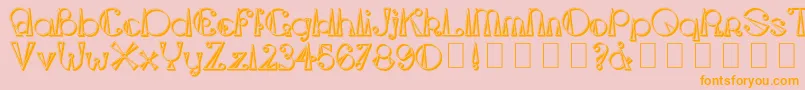 TriangleetcircleShadowed-Schriftart – Orangefarbene Schriften auf rosa Hintergrund