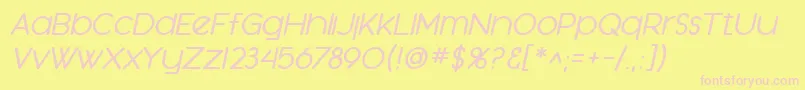 SfOrsonCasualMediumOblique-fontti – vaaleanpunaiset fontit keltaisella taustalla