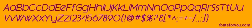 SfOrsonCasualMediumOblique-Schriftart – Violette Schriften auf orangefarbenem Hintergrund