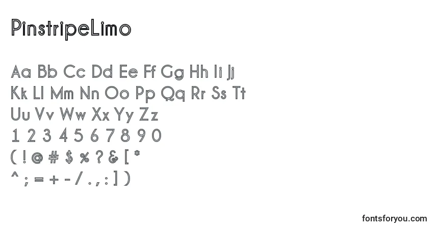 Schriftart PinstripeLimo – Alphabet, Zahlen, spezielle Symbole