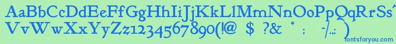 Kelmscottroman Font – Blue Fonts on Green Background