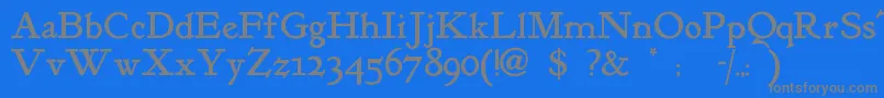 Kelmscottroman-Schriftart – Graue Schriften auf blauem Hintergrund