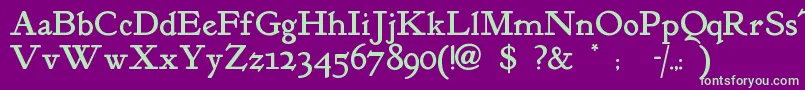 Kelmscottroman Font – Green Fonts on Purple Background