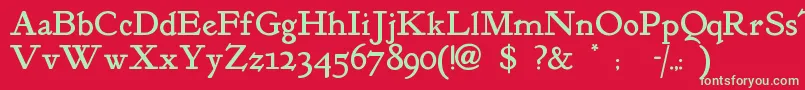 Kelmscottroman Font – Green Fonts on Red Background