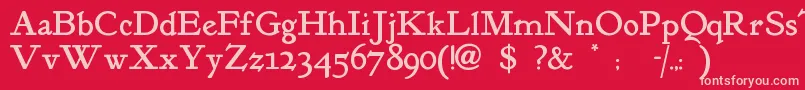 Kelmscottroman Font – Pink Fonts on Red Background