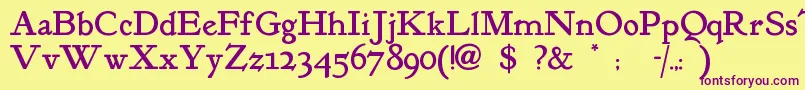 Kelmscottroman Font – Purple Fonts on Yellow Background