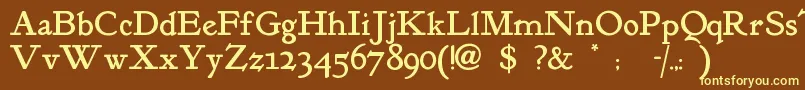 Kelmscottroman Font – Yellow Fonts on Brown Background